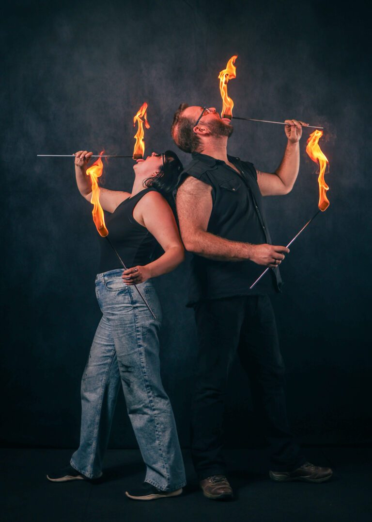Fire manipulation student performing vapour tricks during class