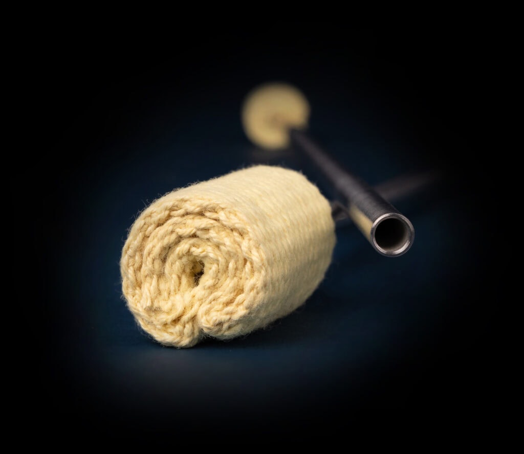 Fire eating hollow torch with hand-stitched para-aramid wick