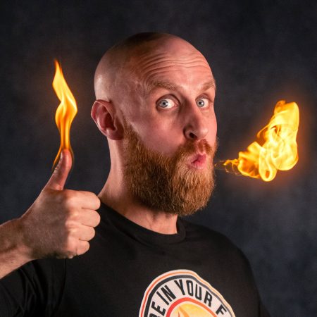 Student practising fire manipulation at Fire In Your Face Academy
